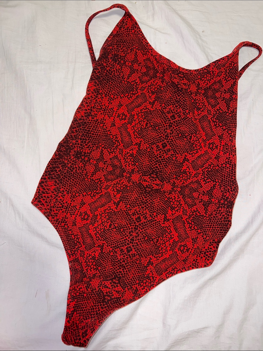 TNA Red & Black Snake-Print One-Piece Bodysuit